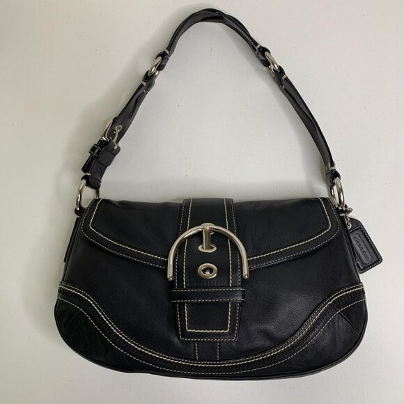 Y2K black leather Coach shoulder - Picture 1 of 7